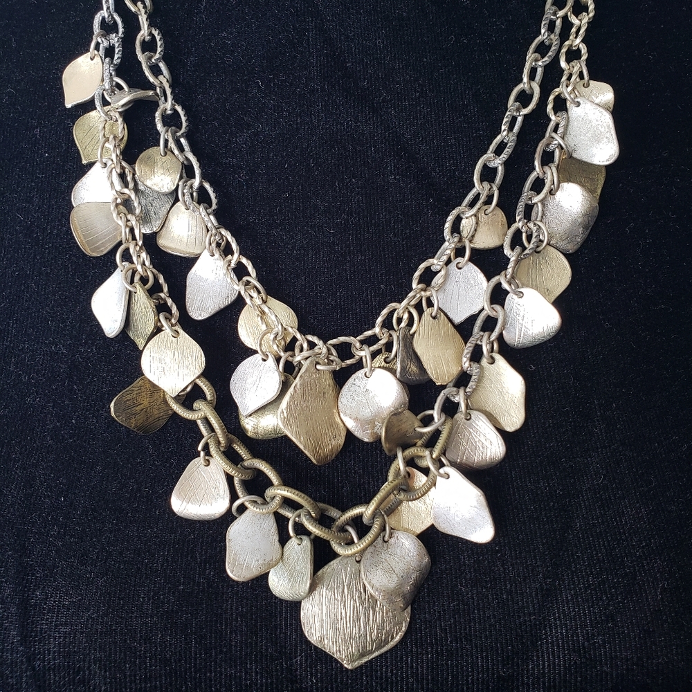 Loft Necklace Silvertone Goldtone Dangle Leaves Cottagecore Fairycore Layers